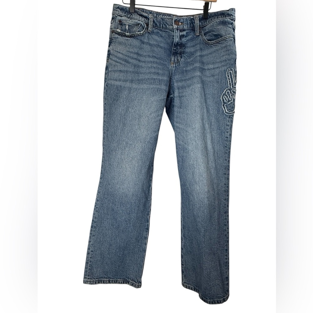 Lucky Brand Women's Easy Rider Boot Jeans With Peace Embroidery